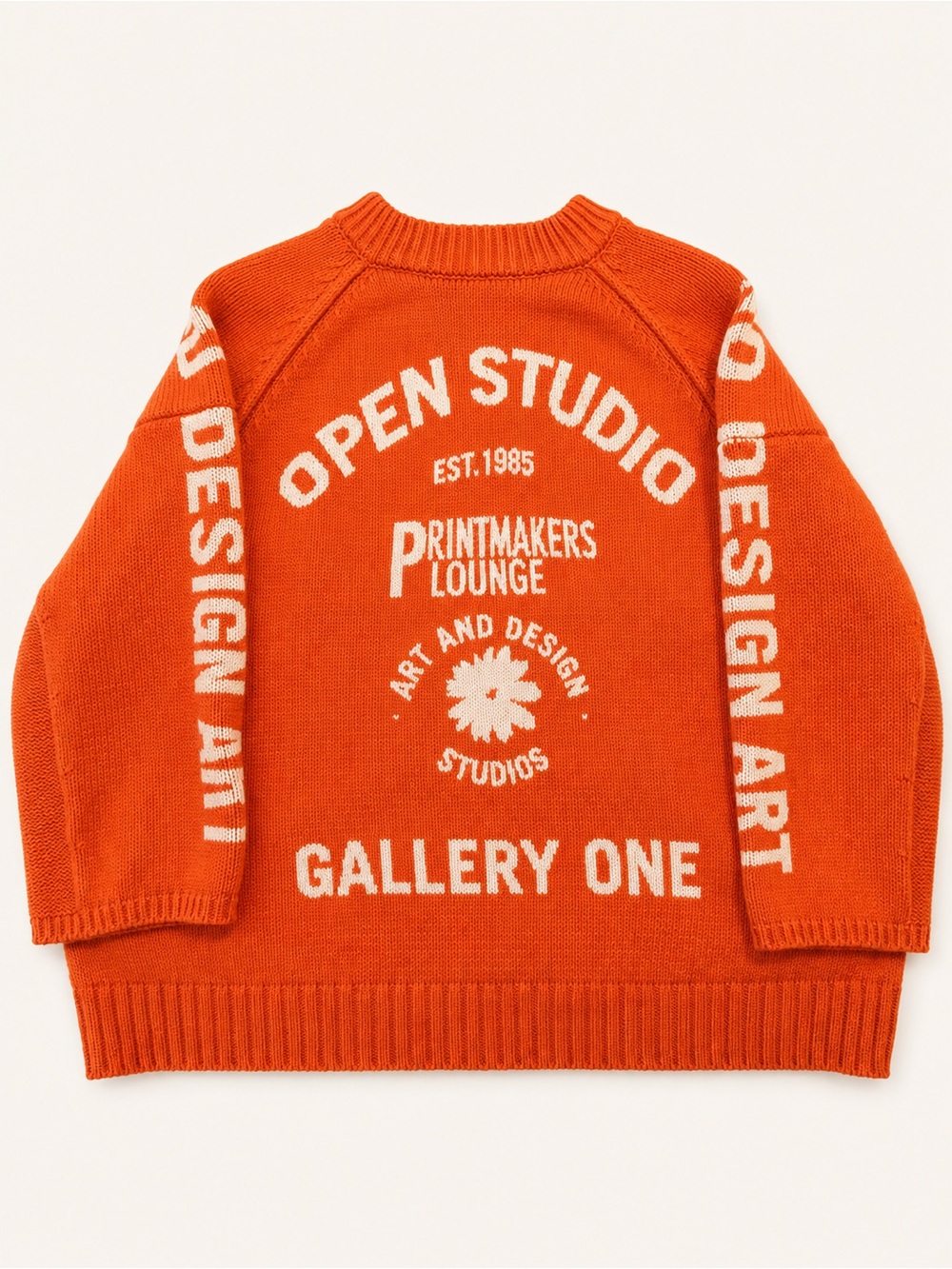 Pilcro Orange Crewneck Sweater with White Graphic